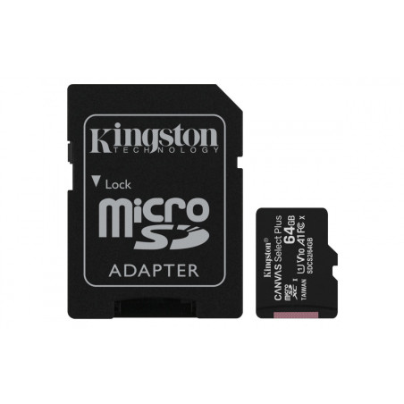 Cartão De Memória Micro SD Kingston Canvas Select Plus Micro SDXC 64GB 100 MB/s - SDCS2/64GB
